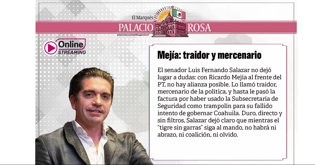 El senador Luis Fernando Salazar no dejó lugar a dudas: con Ricardo Mejía al frente del PT