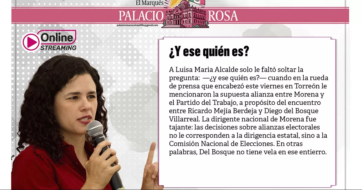 A Luisa Alcalde solo le faltó soltar la pregunta: —¿y ese quién es?— cuando en la rueda de prensa le mencionaron la supuesta alianza entre Morena y PT