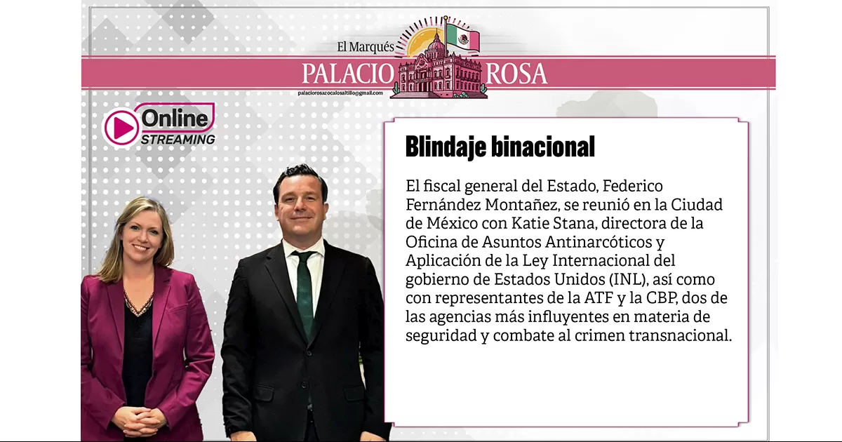 Federico Fernández Montañez, se reunió en la Ciudad de México con Katie Stana, directora de INL