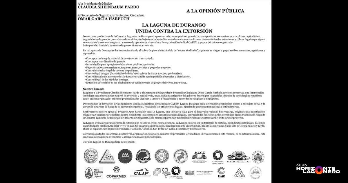 En un comunicado dirigido a la opinión pública, señalaron que la situación se ha vuelto insostenible debido a las cuotas ilegales, amenazas, agresiones y represalias contra quienes se niegan a pagar “derecho de piso” o “cuotas sindicales”.