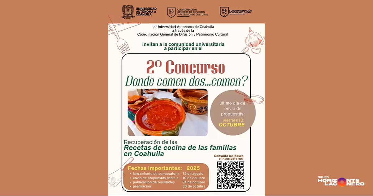 La invitación está dirigida a toda la comunidad universitaria de las tres unidades académicas de la UAdeC, quienes podrán participar con sus propuestas de cocina familiar.