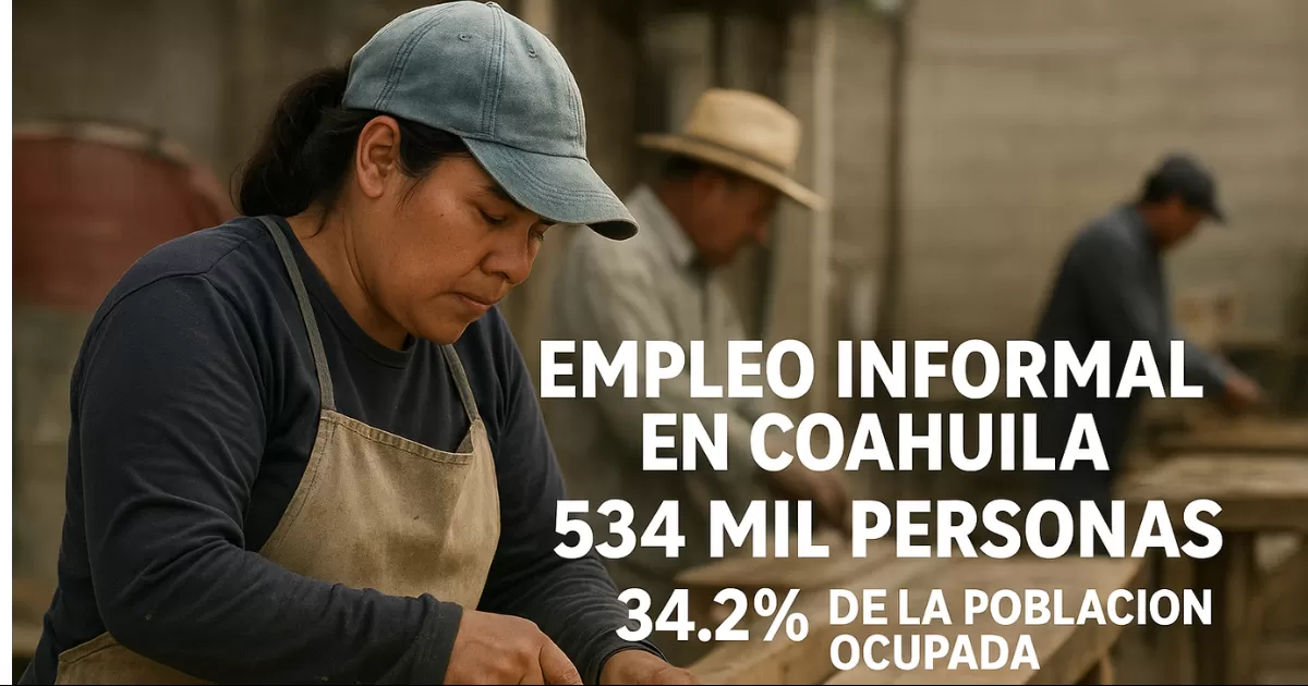 En Coahuila, 534 mil personas laboran en la informalidad durante el segundo trimestre de 2025; representan 34.2% de la población ocupada, según la ENOE.