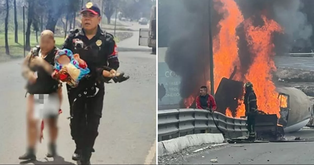En medio de las llamas y el caos, un oficial de la Policía Bancaria e Industrial logró rescatar a un bebé que se encontraba en peligro inminente