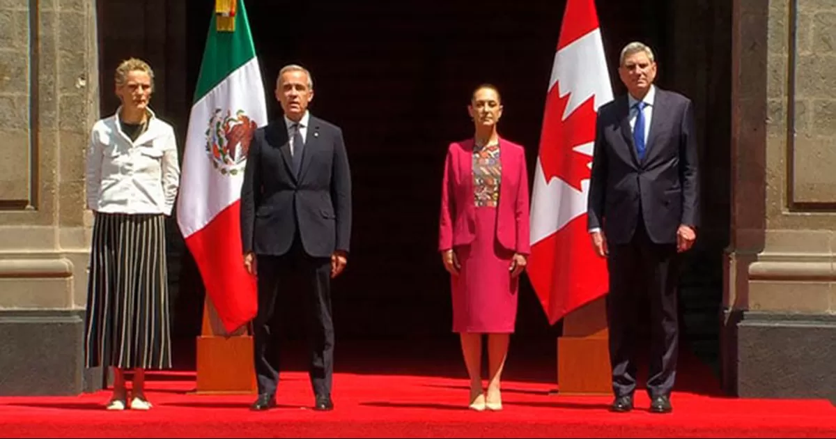 Recibe Sheinbaum a Mark Carney en Palacio Nacional para reunión