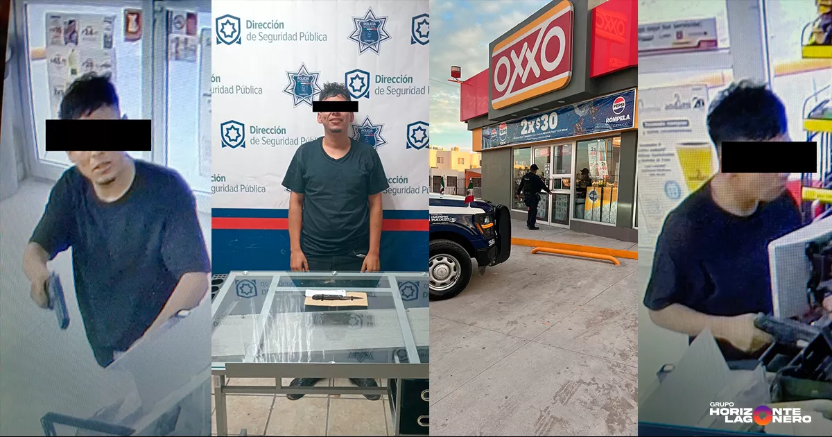 Policía de Torreón detiene a sujeto armado vinculado a robo en tienda de conveniencia