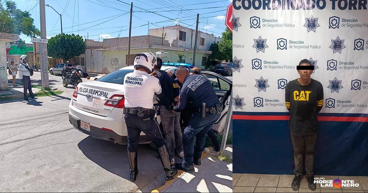 Agente de Vialidad detiene a hombre por robo en la colonia Magdalenas de Torreón