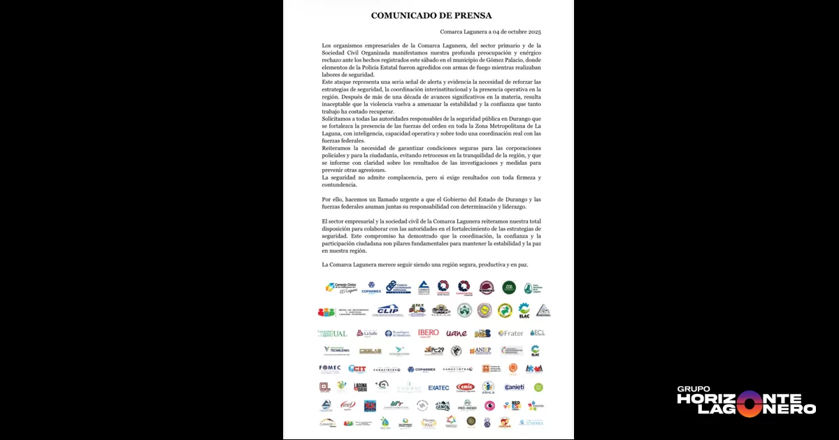 A través de un pronunciamiento conjunto, los organismos señalaron que este ataque representa una seria señal de alerta y evidencia la necesidad de reforzar las estrategias de seguridad, la coordinación interinstitucional y la presencia operativa en toda la región.