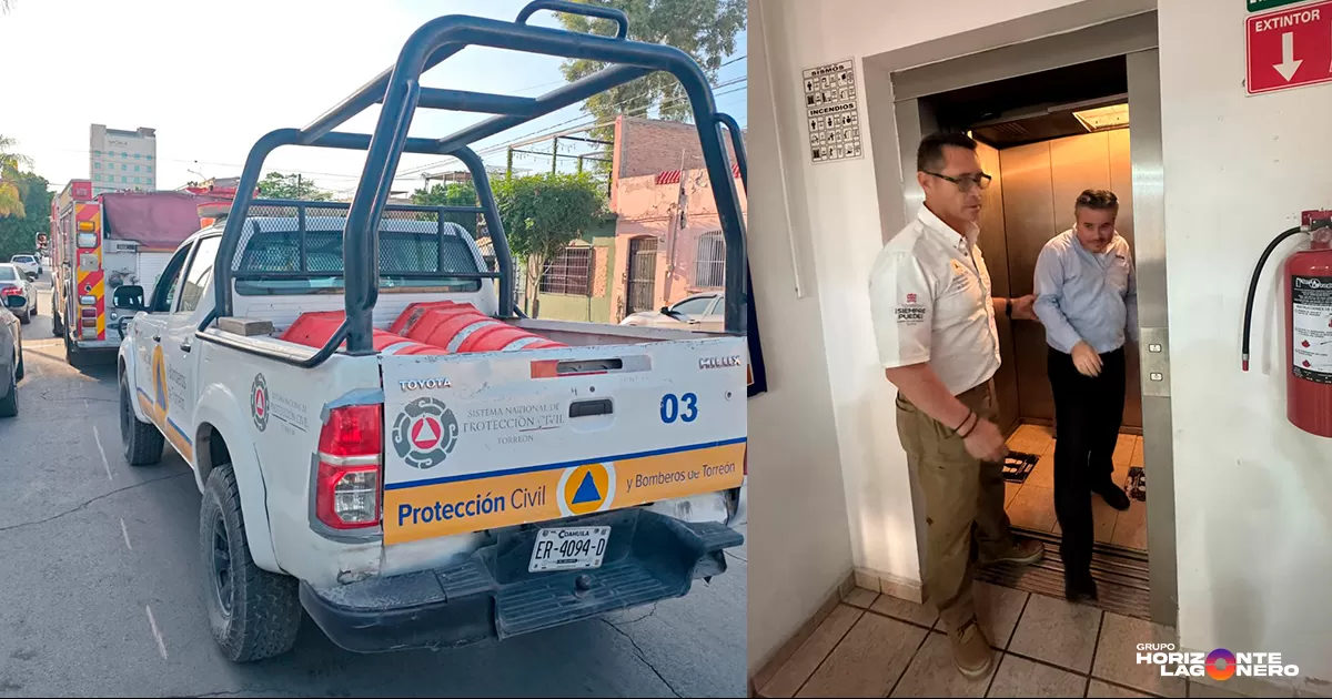 Falla en energía deja un hombre atrapado en elevador en Centro de Torreón