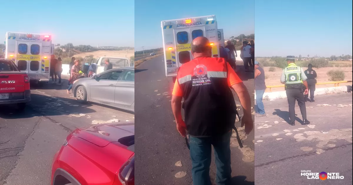 El percance ocurrió alrededor de las 8:40 horas, cuando el conductor de una camioneta Volkswagen Robust color blanca, modelo 2022, identificado como Carlos Zuñiga Barraza, circulaba con dirección de Torreón a Francisco I. Madero y perdió el control del vehículo, invadiendo el carril contrario.