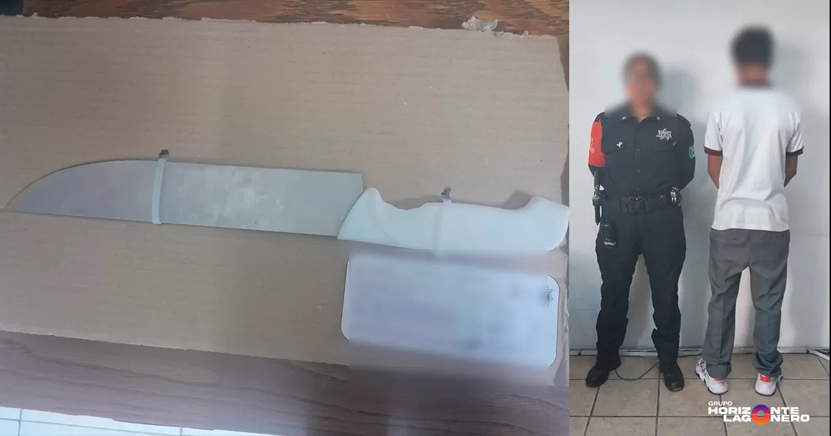 Detienen a menor de edad por porte de arma blanca; podría estar relacionado con riñas cerca del CETIS 59 de Torreón