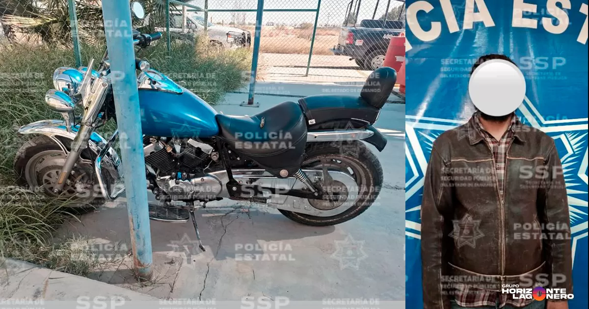 Detienen a motociclista con placas sobrepuestas en Gómez Palacio