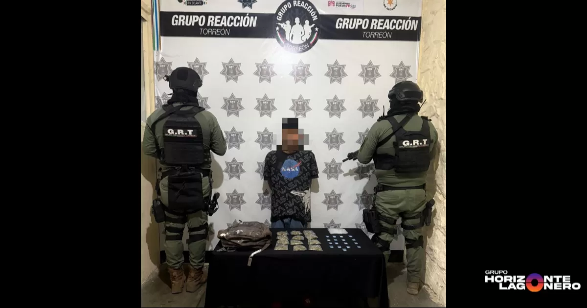 Grupo de Reacción Torreón asegura a joven por posesión de narcóticos