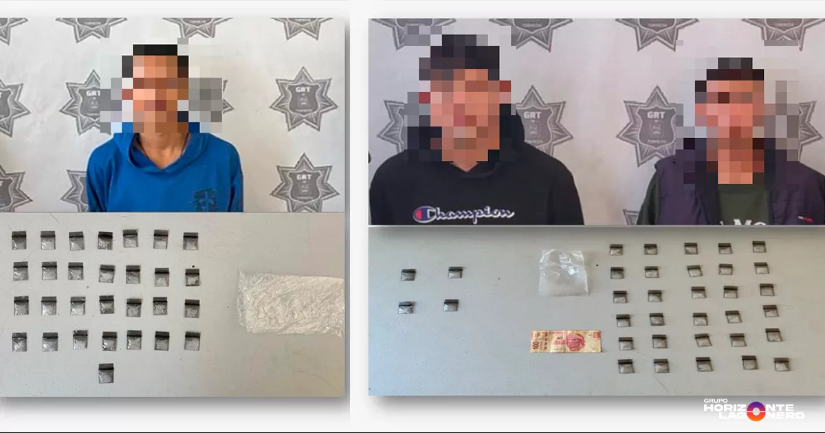 Detienen a tres personas por presunta posesión de narcóticos en Torreón