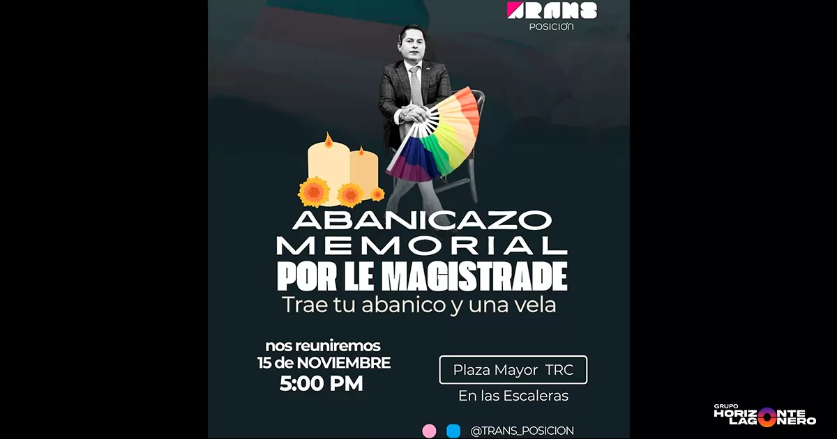 El encuentro se realizará en las escaleras de la Plaza Mayor. Le Magistrade Ociel Baena, originarie de Coahuila, fue la primera persona no binarie en ocupar un cargo de magistrade electoral en México y Latinoamérica. Su figura fue crucial para la comunidad LGBTIQ+, siendo pionere en obtener el primer pasaporte no binarie en México e impulsore de las "cuotas arcoíris" en la política nacional.