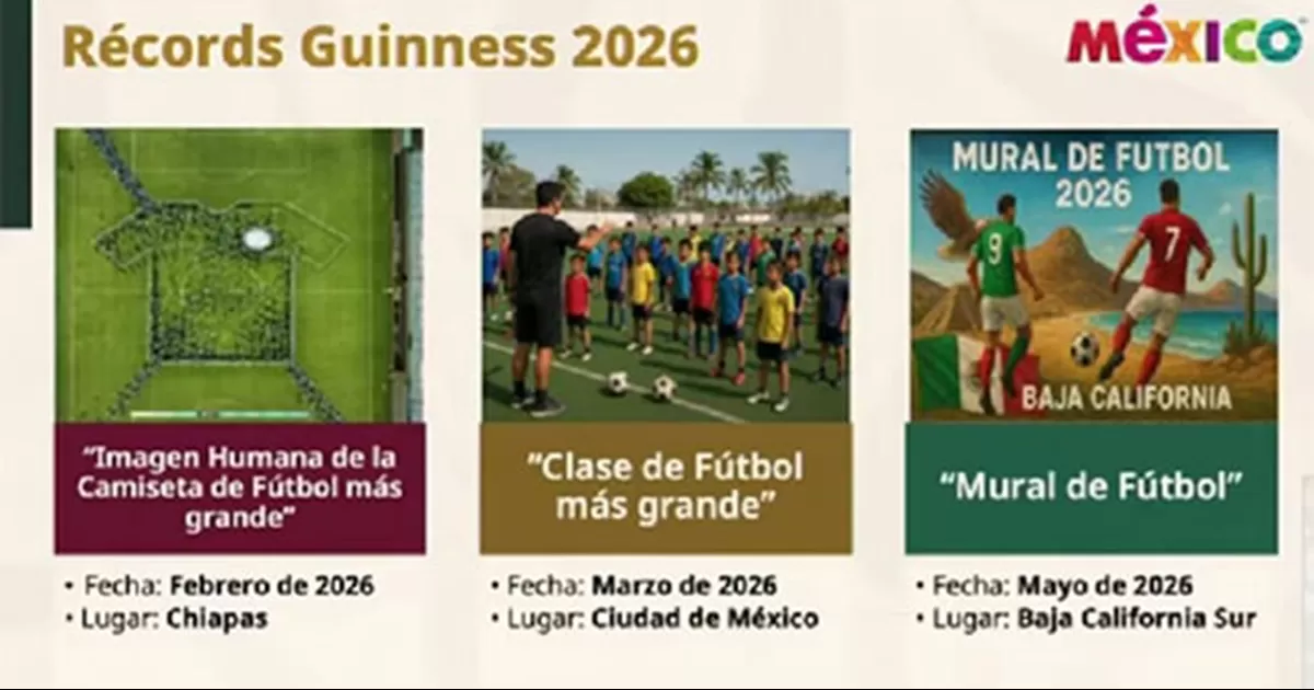 México busca romper tres récords Guinness para el 2026: playera humana, clase de futbol y mural más grande