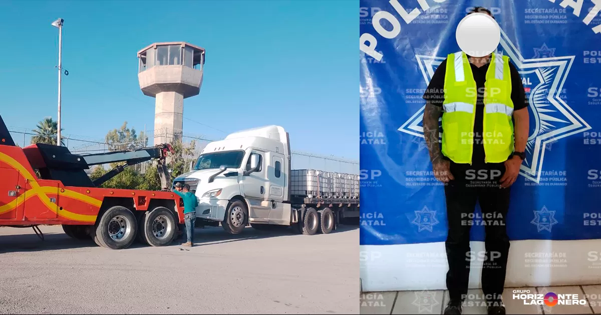 Detiene Policía Estatal a conductor de tractocamión con placas robadas en Gómez Palacio