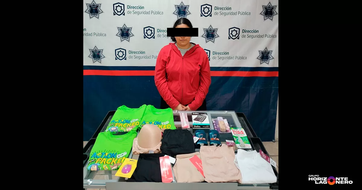 Roba mercancía valuada en casi 2 mil pesos y es detenida por la policía en Torreón