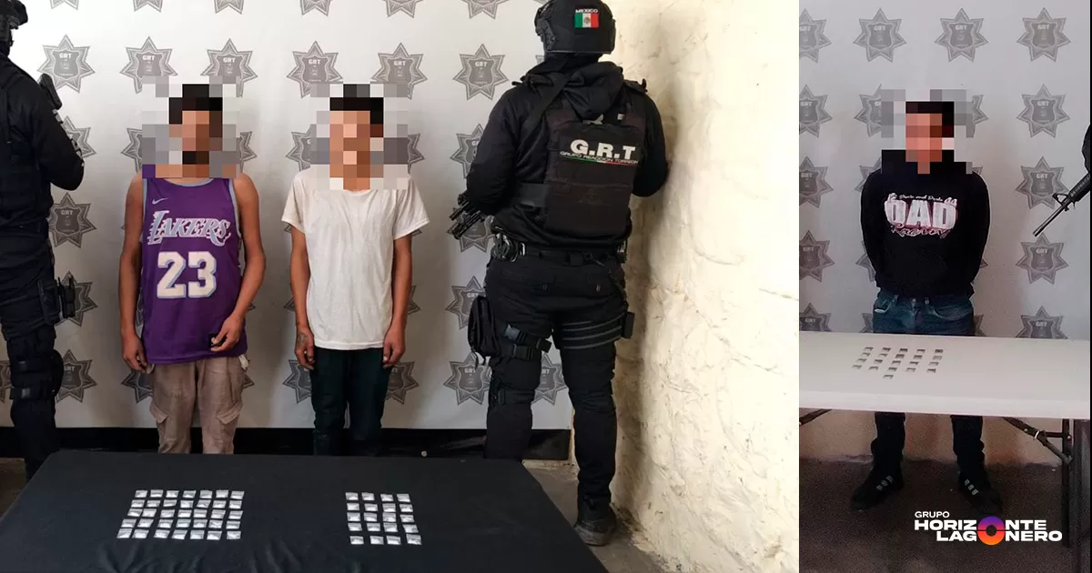 Grupo de Reacción Torreón asegura a tres personas por posesión de narcóticos