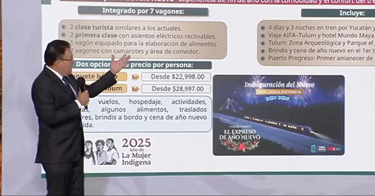 El primer servicio comercial de ese tren será el paquete turístico El Expreso de Año Nuevo