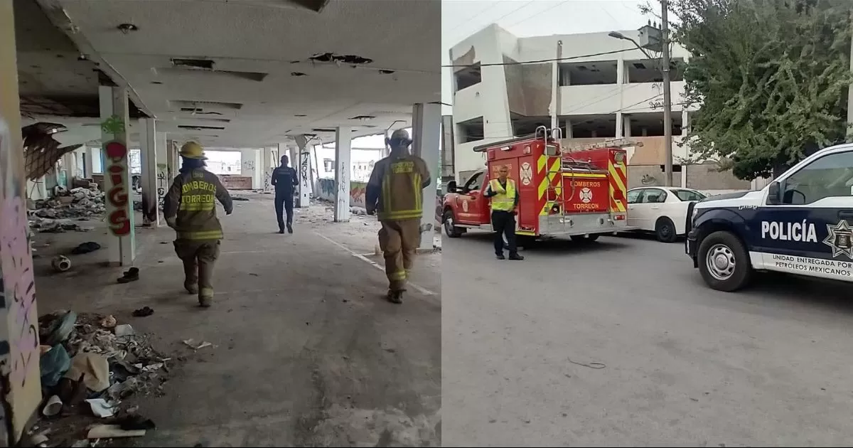 Se reportÃ³ una columna de humo saliendo del edificio abandonado ubicado en dicho crucero, muy cerca de una farmacia y de las oficinas centrales del Sistema de Aguas de TorreÃ³n.