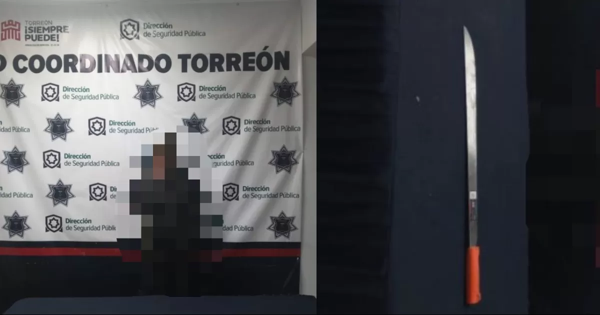Se pone agresivo y amenaza a policías de Torreón con un machete, lo detienen
