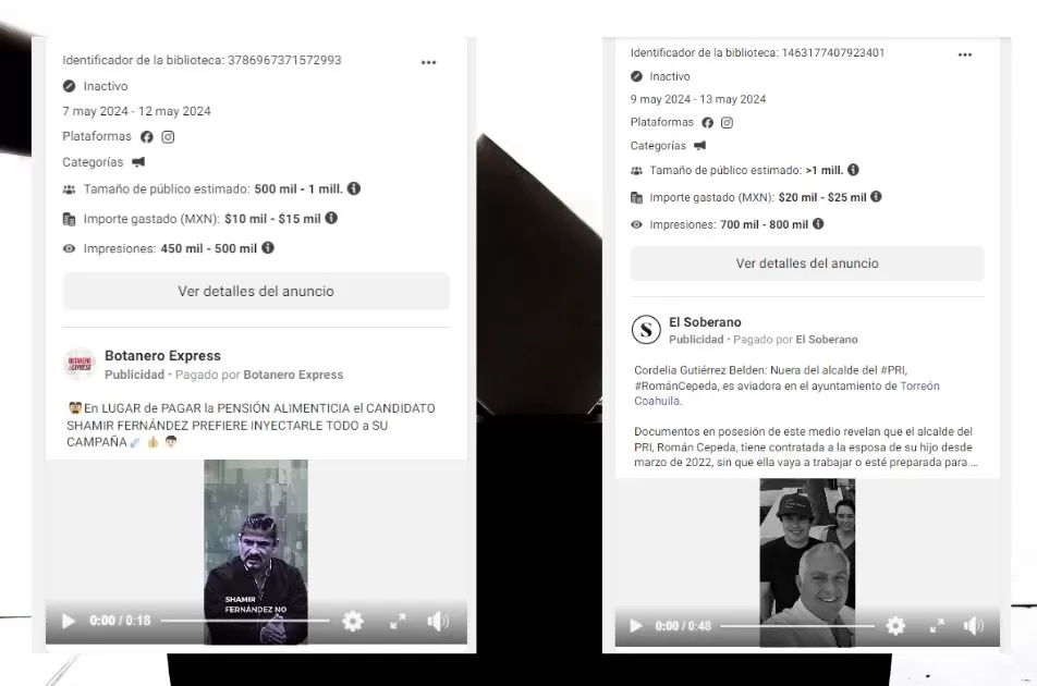 A 18 dÃ­as de la elecciÃ³n perfiles en redes cuya ubicaciÃ³n no es La Laguna han destinado 125 mil pesos en dichas campaÃ±as.