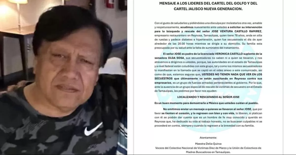 Secuestran a empresario José Ventura en Tamaulipas, piden a cárteles su liberación