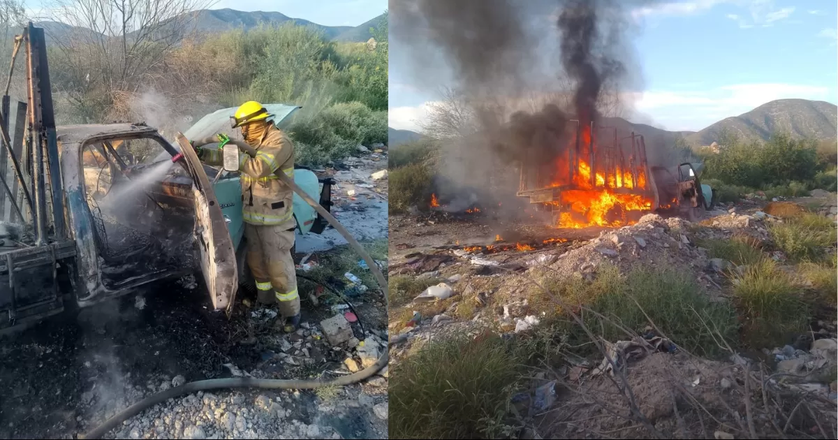 Camioneta se incendia en Lerdo, conductor se salva de milagro