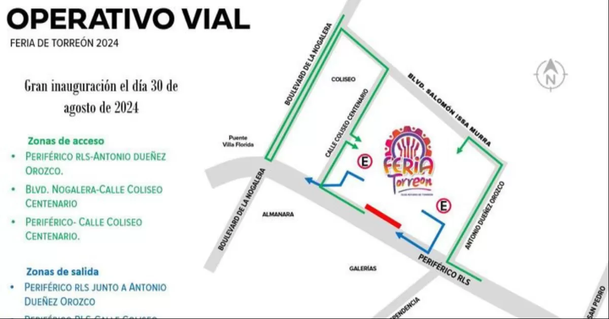 Anuncian operativo vial para la Feria de Torreón