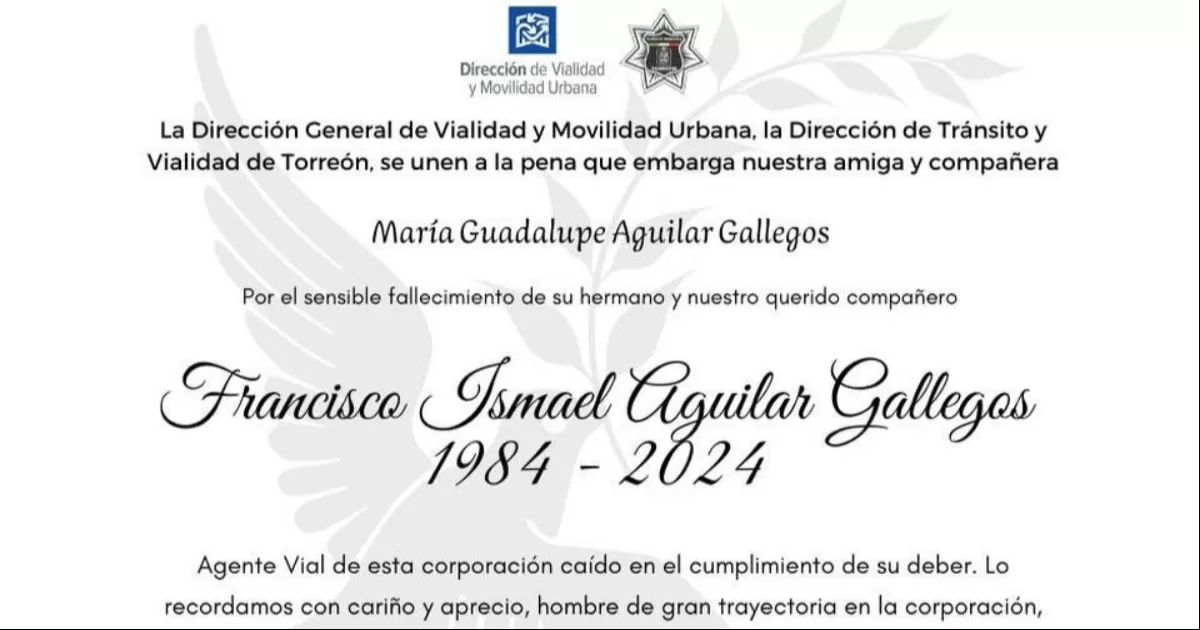 Agente de Tránsito fallecido en Torreón luego de agresión, era padre de dos niños