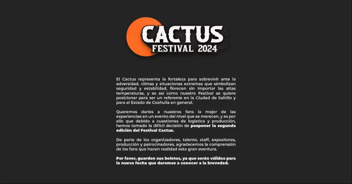 Suspenden el Festival Cactus en Saltillo