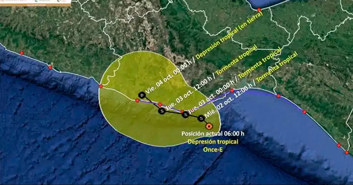 La depresión Once-E está frente a la costa, lista para ser tormenta tropical ¿en dónde podría tocar tierra?