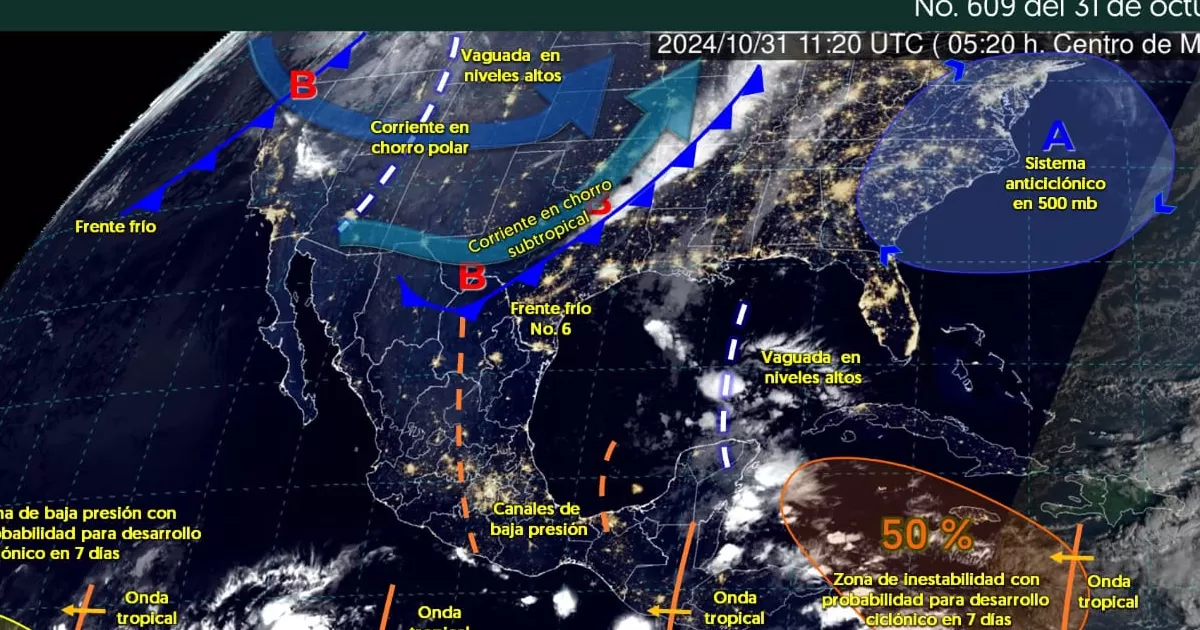 Según el pronóstico del Servicio Meteorológico Nacional, se esperan intervalos de chubascos con lluvias fuertes, que podrían alcanzar acumulaciones de hasta 50 mm, además de vientos con rachas de 40 a 60 km/h y posibles tolvaneras en las regiones Norte y Carbonífera de Coahuila.