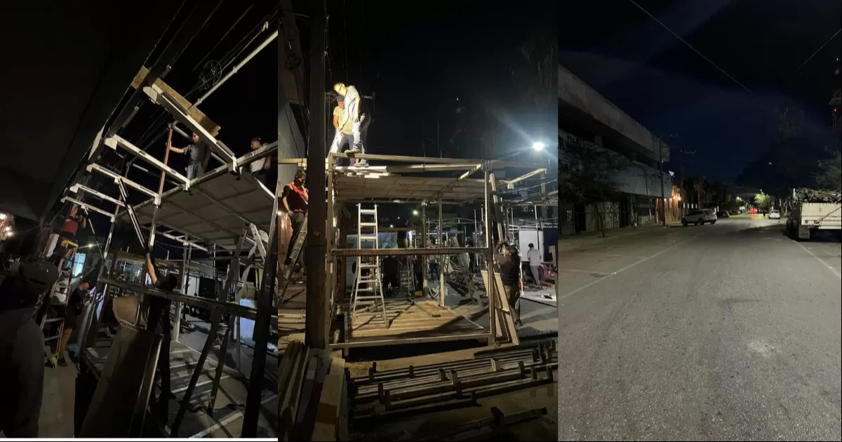 Fue durante la noche del sábado que los locatarios comenzaron a colocar el tendido eléctrico y las primeras piezas de la estructura de madera, misma que habrá de formar en próximos días a los 105 locales del espacio.