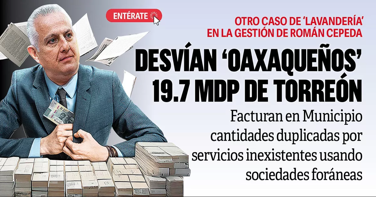 En cuestión de 2 minutos con 41 segundos, fueron facturadas al Municipio de Torreón tres operaciones con tres diferentes ‘empresas’ de Oaxaca, por montos casi idénticos, saqueando en el acto un millón 277 mil pesos, el 15 de mayo de 2023.