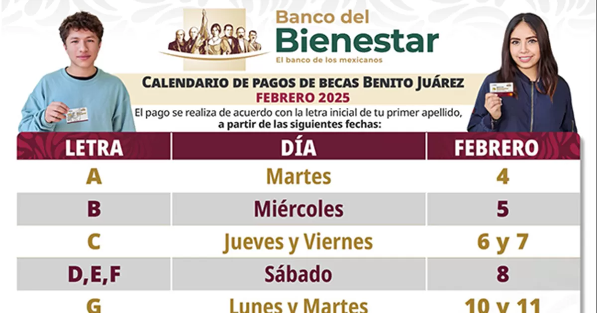 La dispersiÃ³n de pagos de las becas de educaciÃ³n bÃ¡sica, media superior y superior ha comenzado. Consulta aquÃ­ el calendario de pagos de febrero.
