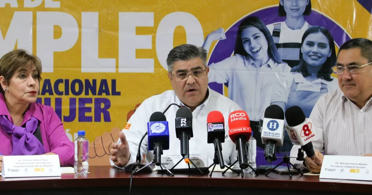 El evento, organizado por la Secretaría del Trabajo, el Ayuntamiento de Torreón y el Centro de Justicia y Empoderamiento de la Mujer, se llevará a cabo el próximo viernes 7 de marzo en las instalaciones de la Cámara Nacional de Comercio.