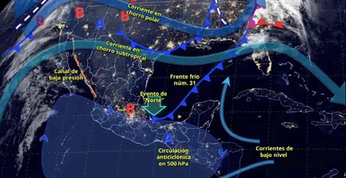 Frente frío 31 y onda de calor dividen el clima en México con temperaturas de -15 a 45 grados