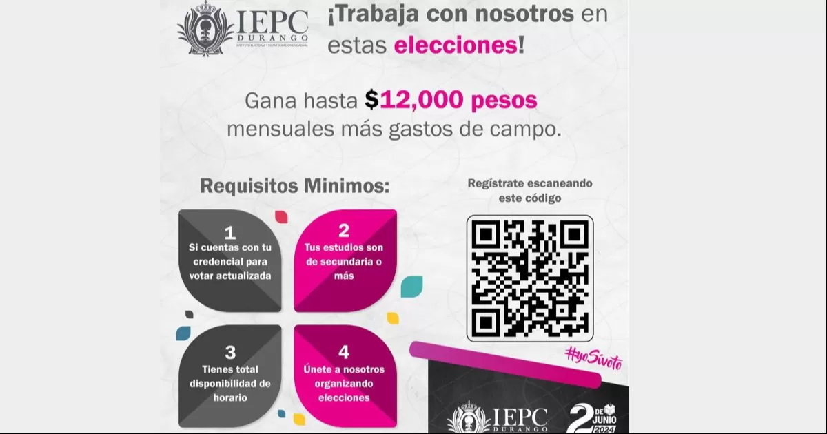 Solicitan Capacitadores Asistentes y Supervisores Electorales locales para la Laguna de Durango.