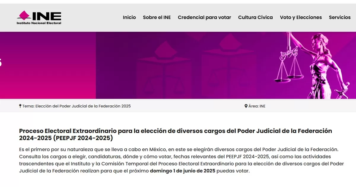 Invita INE a visitar el portal del Proceso Electoral Extraordinario del Poder Judicial de la Federación 2024-2025