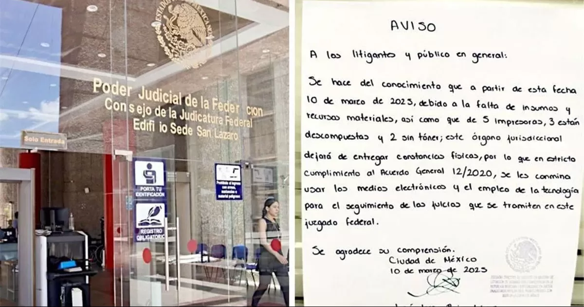 Trabajadores del PJ acusan que en varios juzgados y tribunales carecen de material para realizar labores
