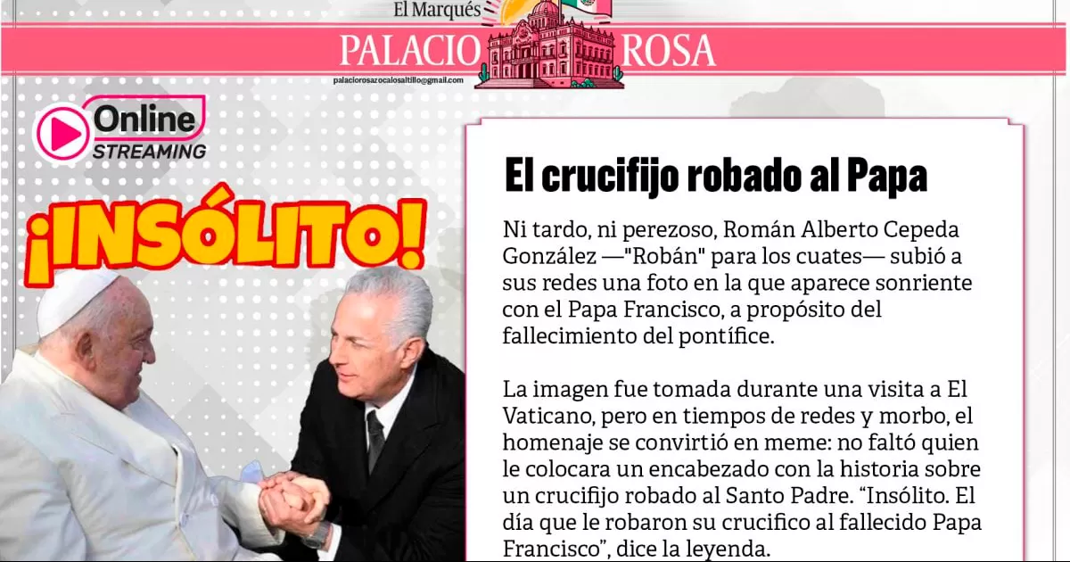 El crucifijo robado al Papa