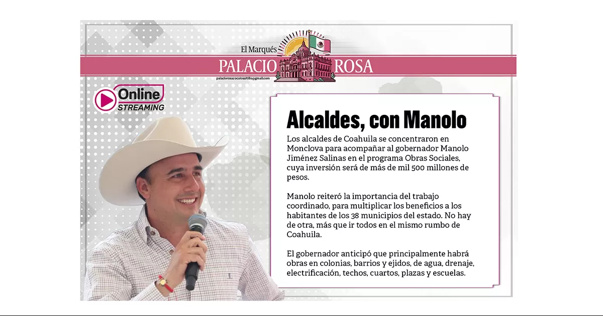 Los alcaldes de Coahuila se concentraron en Monclova para acompaÃ±ar al gobernador Manolo JimÃ©nez Salinas