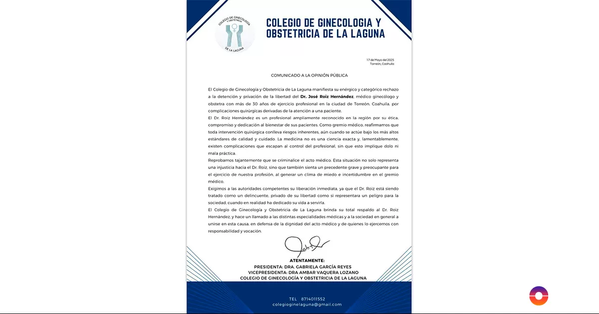 La detención se produjo a raíz de complicaciones quirúrgicas surgidas durante la atención a una paciente.