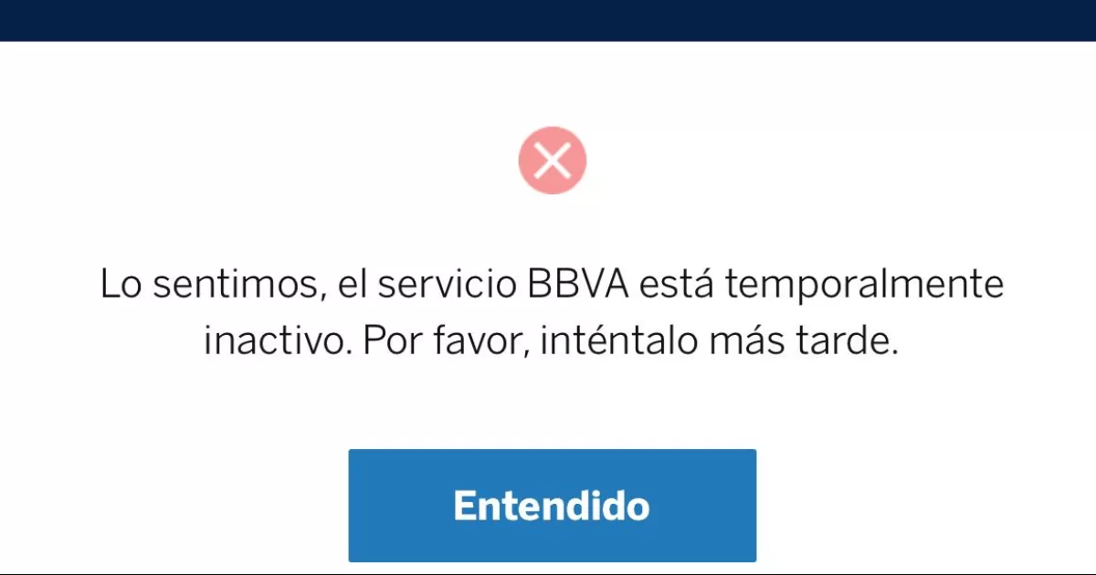 Reportan caída de aplicación de BBVA