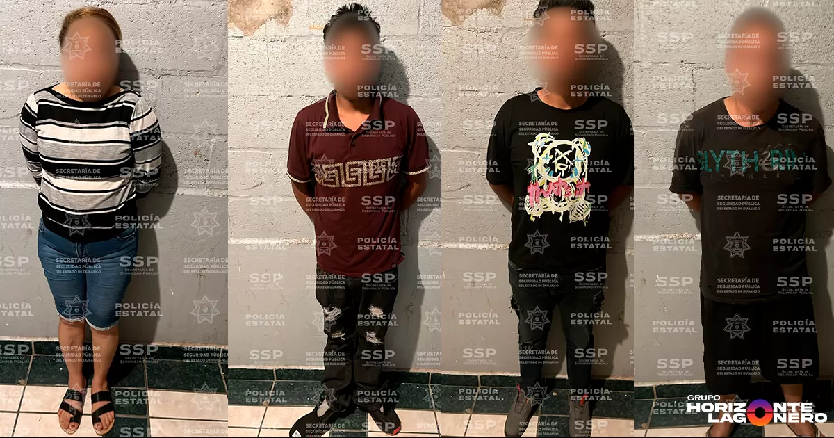 Policía Estatal detiene a cuatro personas con droga en Gómez Palacio