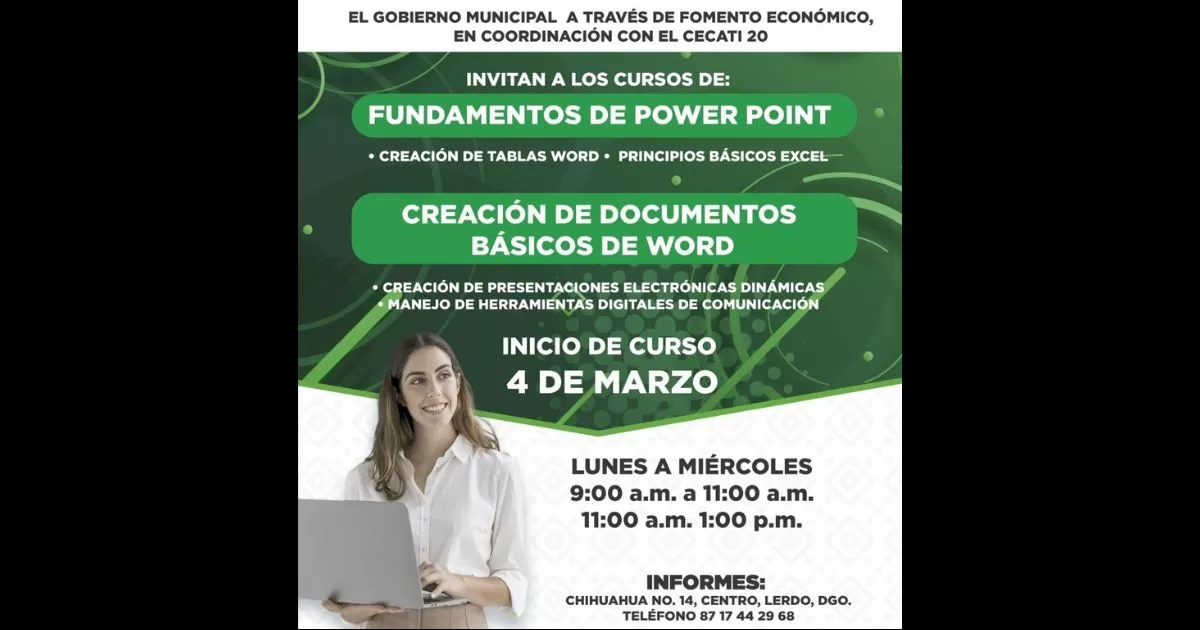 Invitan a curso de informática en Ciudad Lerdo.