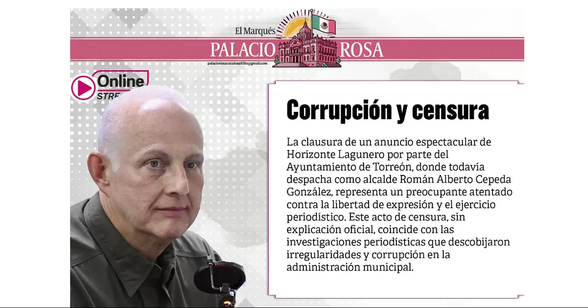 La clausura de anuncio espectacular de Horizonte por parte del Ayuntamiento de TorreÃ³n, un preocupante atentado contra la libertad de expresiÃ³n