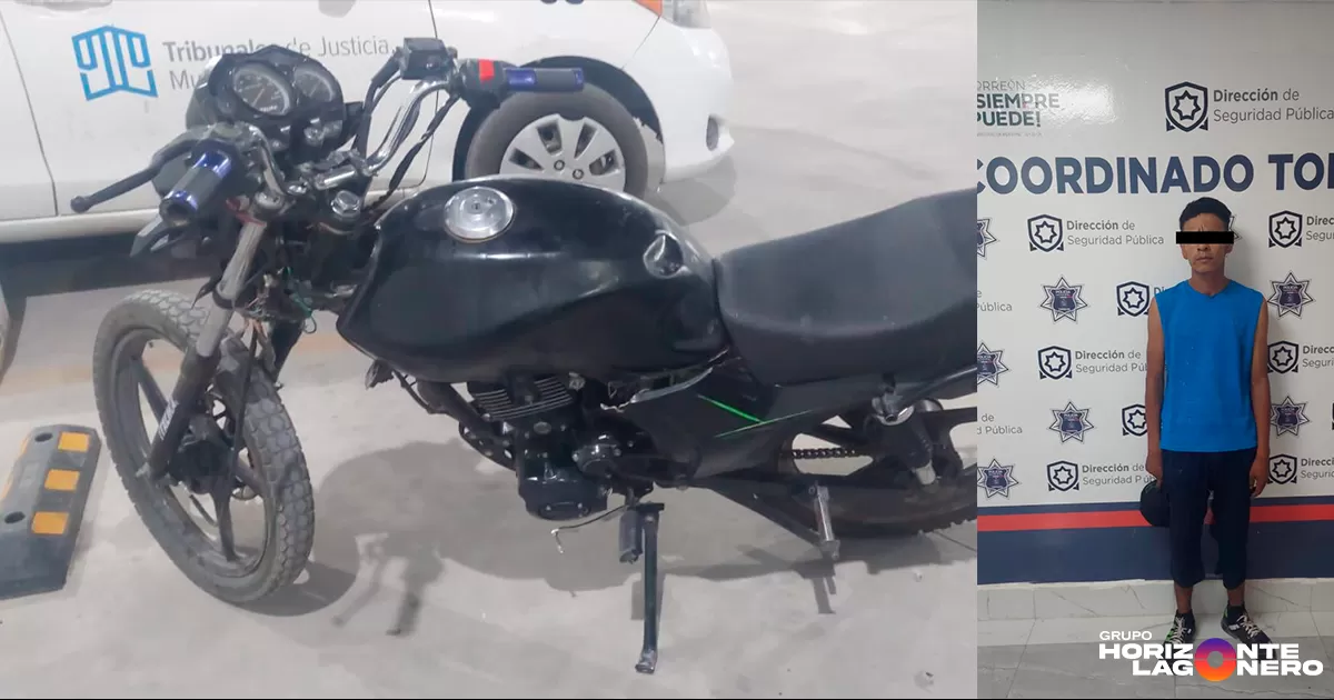 Joven es detenido en Torreón a bordo de motocicleta con reporte de robo