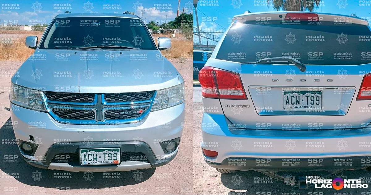 Asegura Policía Estatal vehículo con placas sobrepuestas en Gómez Palacio